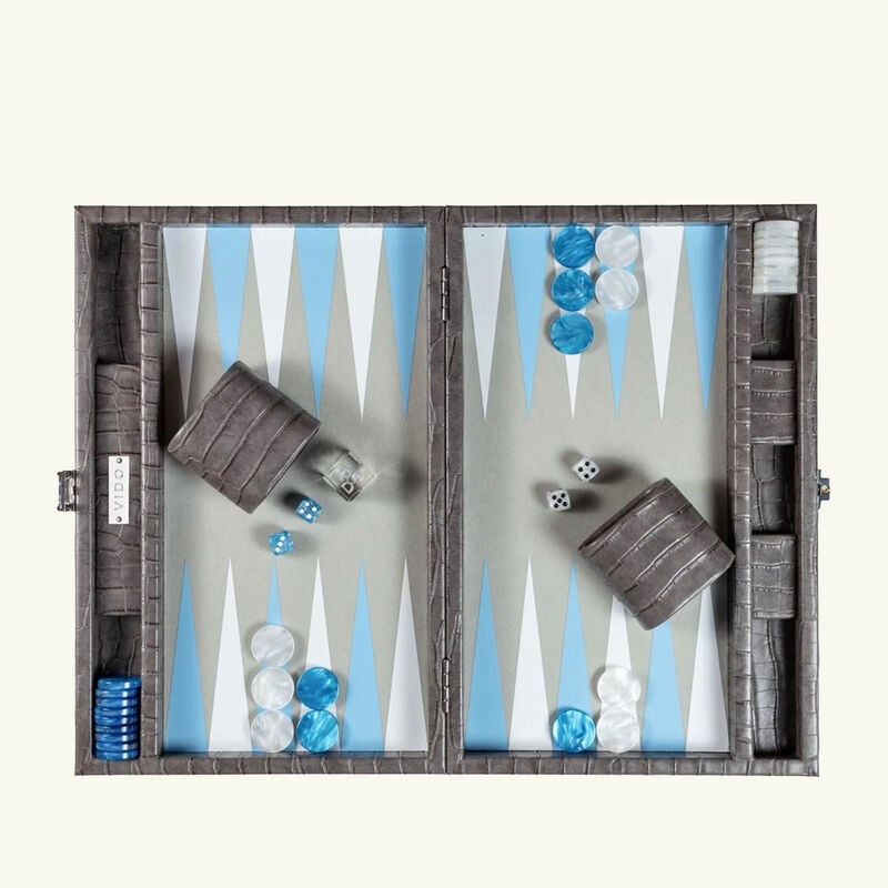 Anthracite Alligator Backgammon Set Medium vido anthracite alligator backgammon set medium