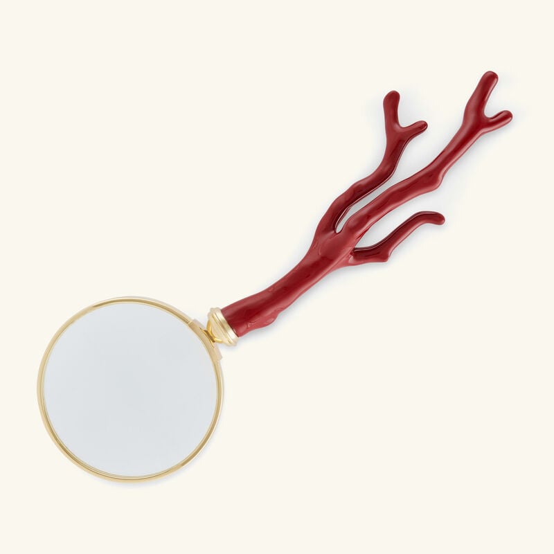 l objet coral magnifying glass red