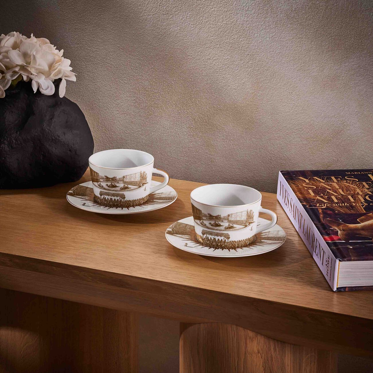 Versailles Enchante Tea Cup & Saucer Gold Set Of 4 bernardaud versailles enchante tea cup saucer gold set of 4