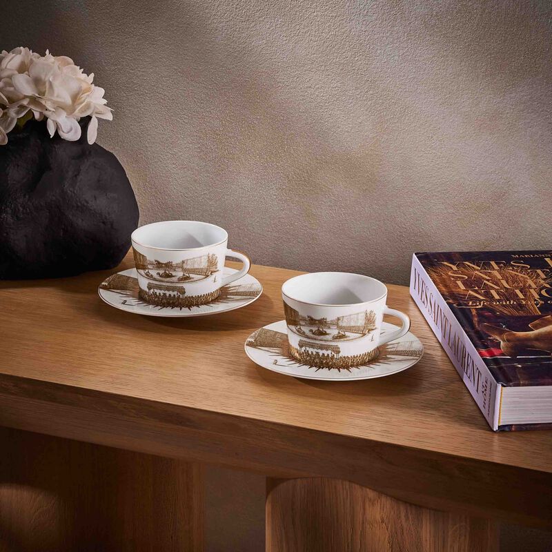 Versailles Enchante Tea Cup & Saucer Gold Set Of 4 bernardaud versailles enchante tea cup saucer gold set of 4