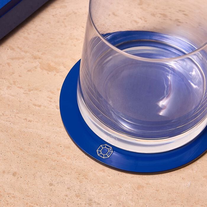 baccarat octogone coasters blue set of 4