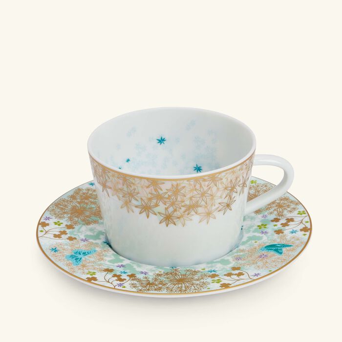 bernardaud tea cup   saucer blue set of 4