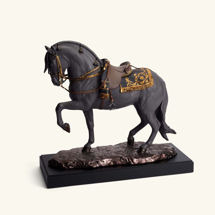 lladro spanish pure breed sculpture black   limited edition