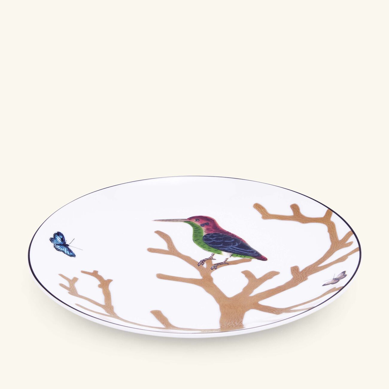 bernardaud aux oiseaux bread   butter plate round gold 14cm