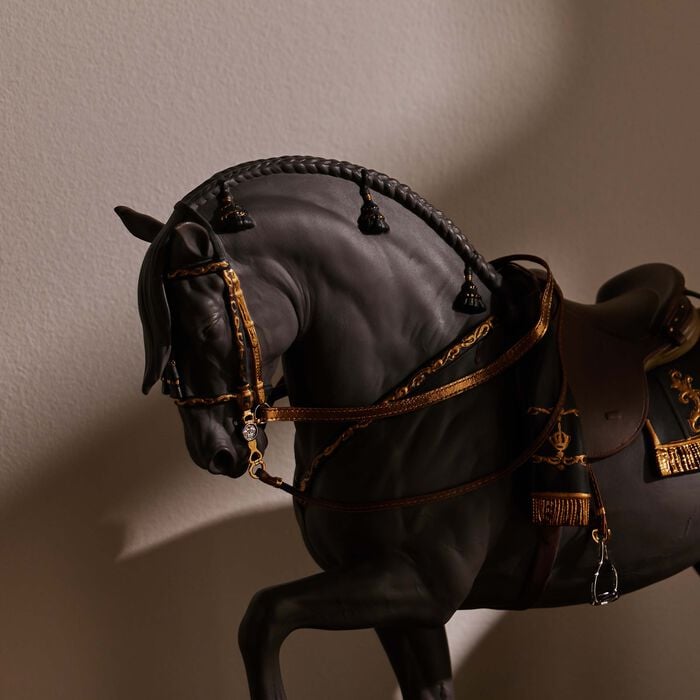 lladro spanish pure breed sculpture black   limited edition
