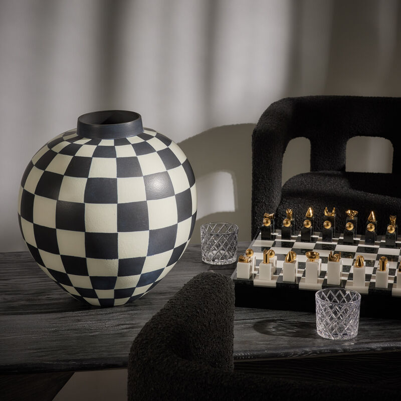 l objet damier vase large white