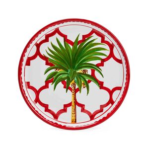 Ottomans Palm Ceramic Plate- Red, medium