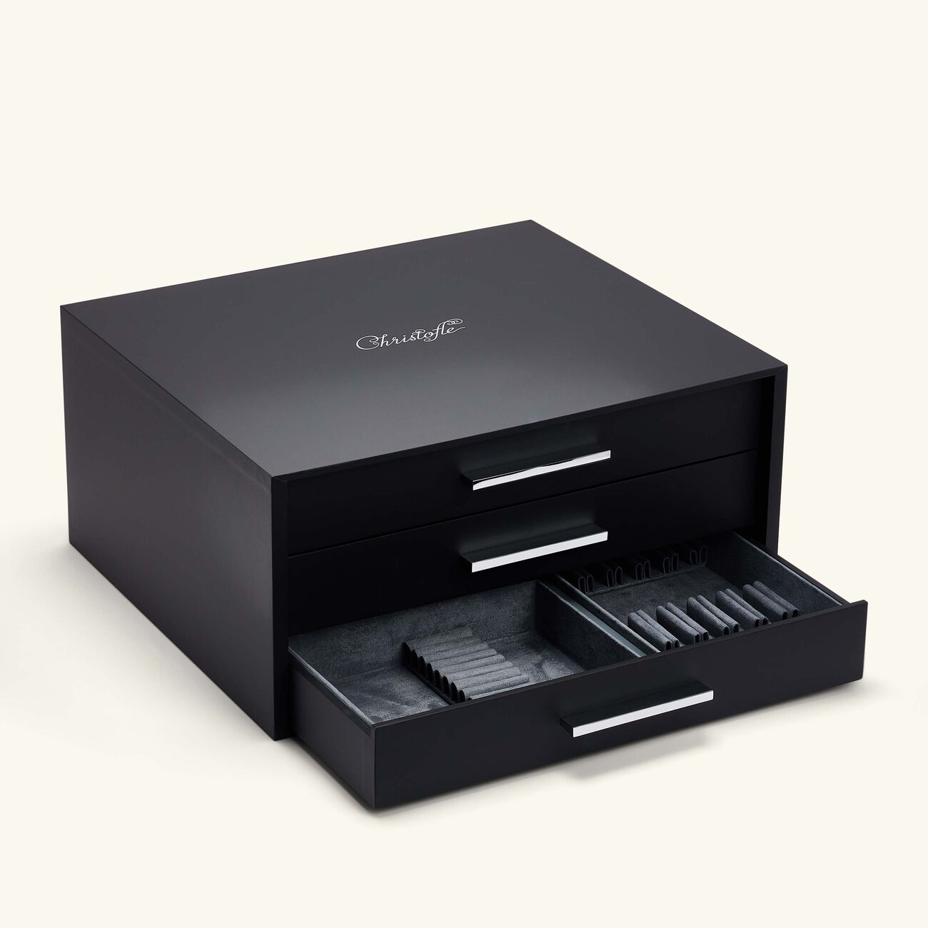 كريستوفل صندوق مؤلف من ثلاثة أدراج لحفظ أدوات المائدة أسود