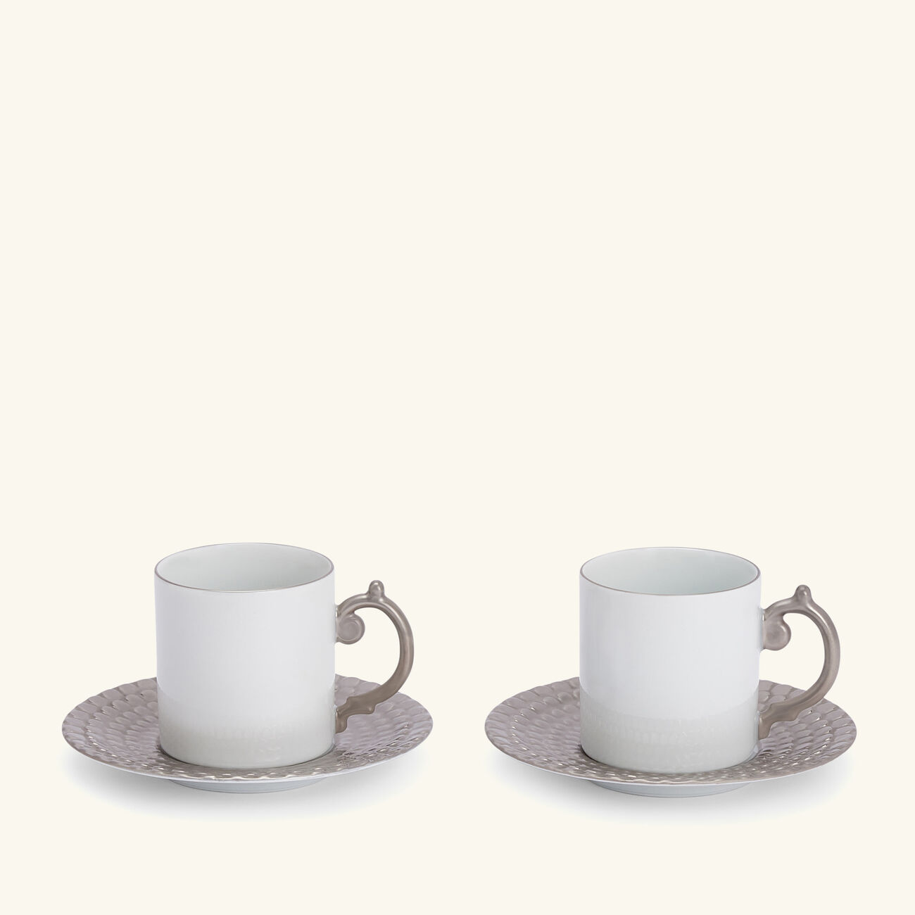 l objet aegean coffee cup   saucer silver set of 2