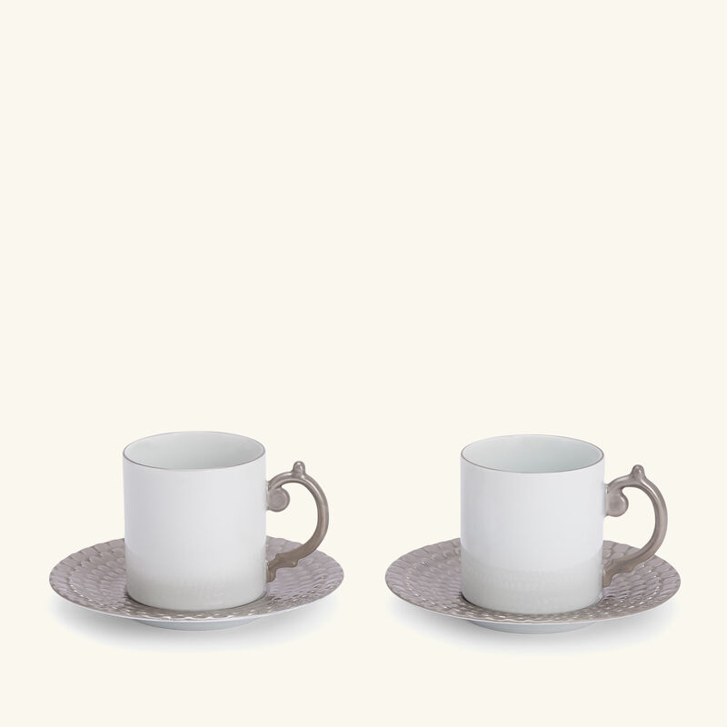 l objet aegean coffee cup   saucer silver set of 2