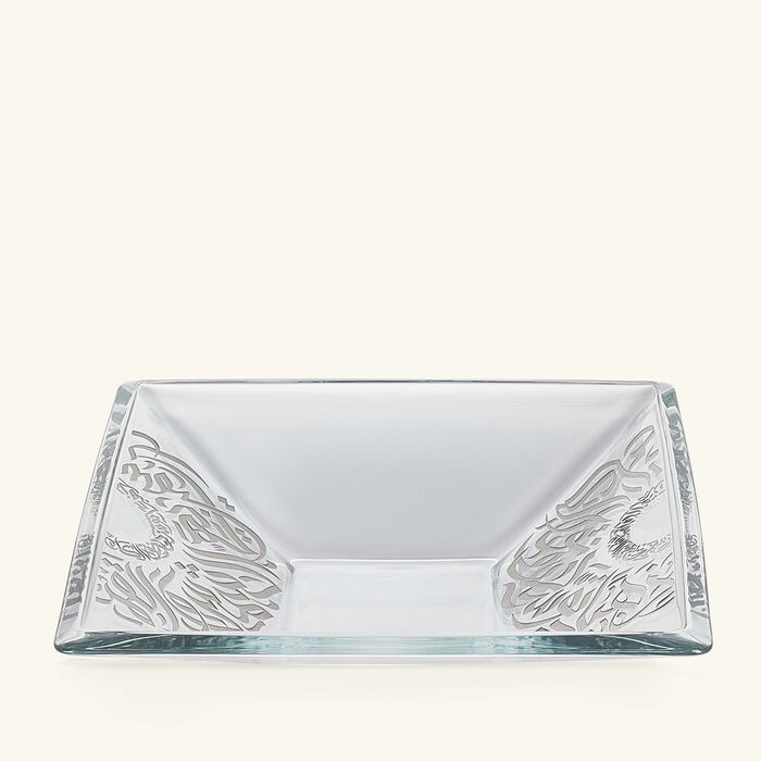 دملاج طبق قمر للضيافة بتصميم مربع شفاف   35 سم