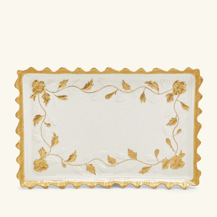 Taormina Serving Tray Rectangular Medium White villari taormina serving tray rectangular medium white