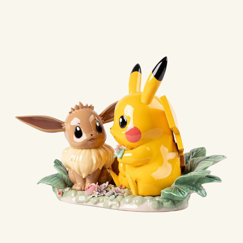 Pikachu & Eevee Sculpture Yellow lladro pikachu eevee sculpture yellow