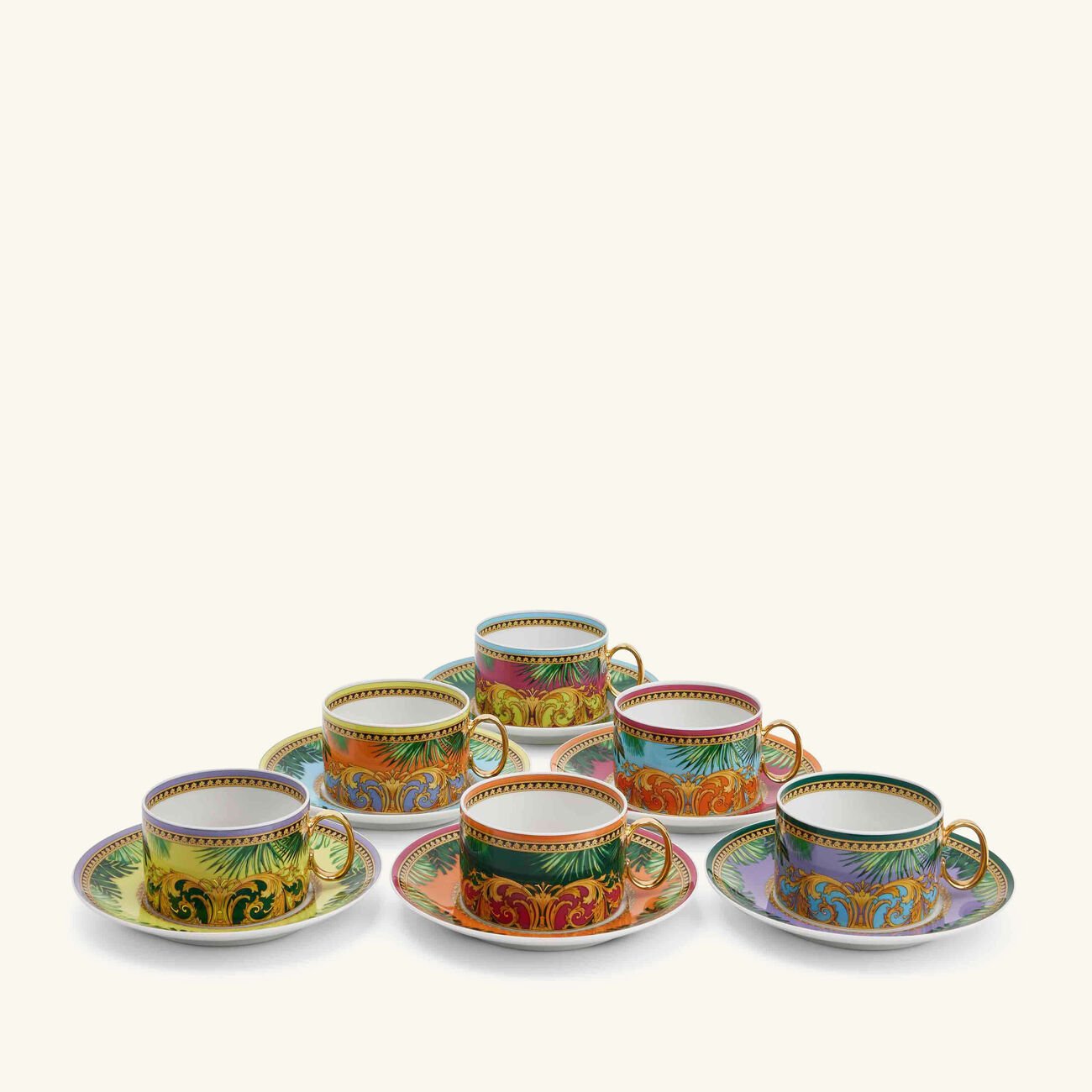 Jungle Animalier Tea Cup & Saucer Pattern Set Of 6 versace jungle animalier tea cup saucer pattern set of 6
