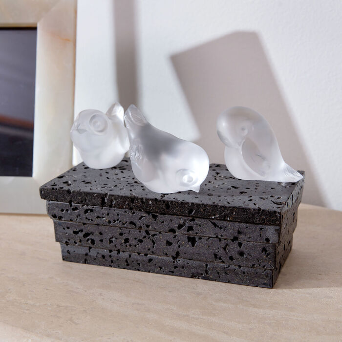 lalique piou head down sculpture small clear