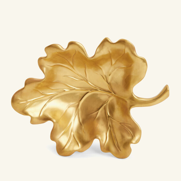 villari autumn fig leaf trinket tray small gold