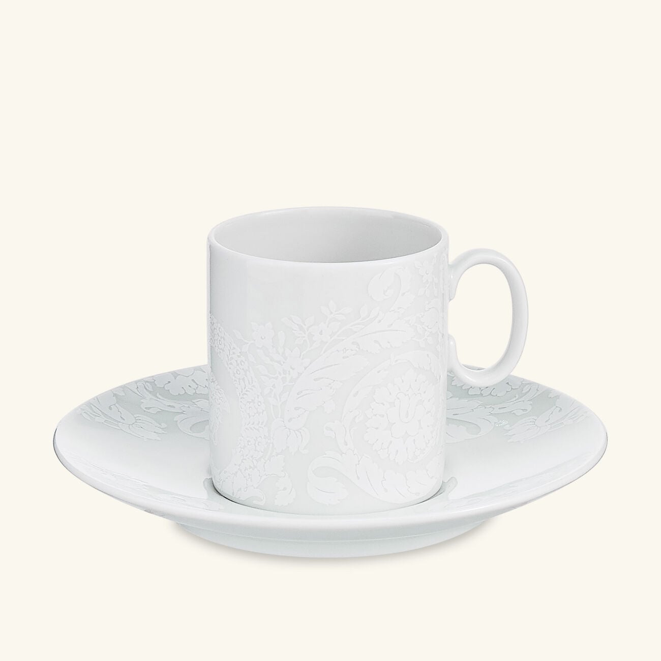 Barocco'92 Bianco Coffee Cup & Saucer White versace barocco 92 bianco coffee cup saucer white