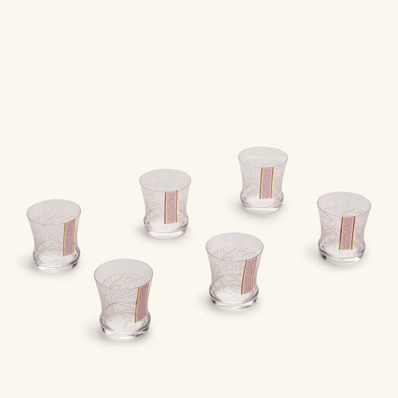 Nagham Short Glass Tumbler Pink Set of 6 dimlaj nagham short glass tumbler pink set of 6
