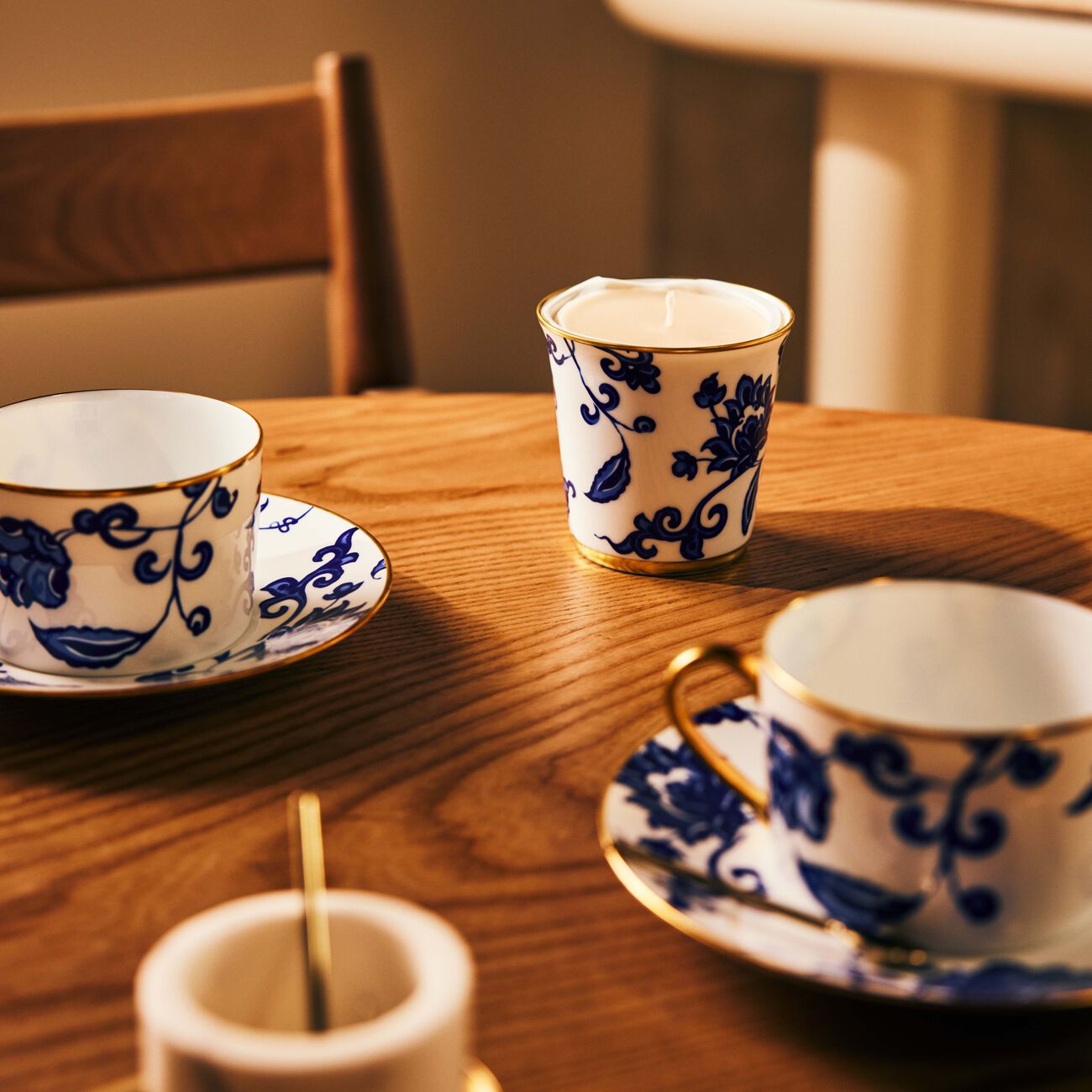 bernardaud prince bleu tumbler with candle