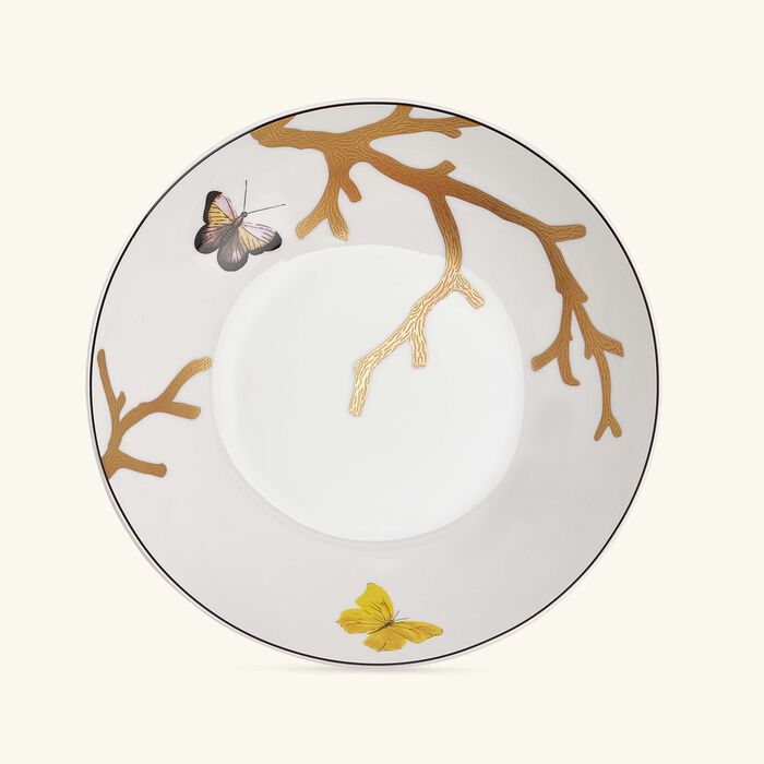 bernardaud aux oiseaux soup plate round gold 19cm