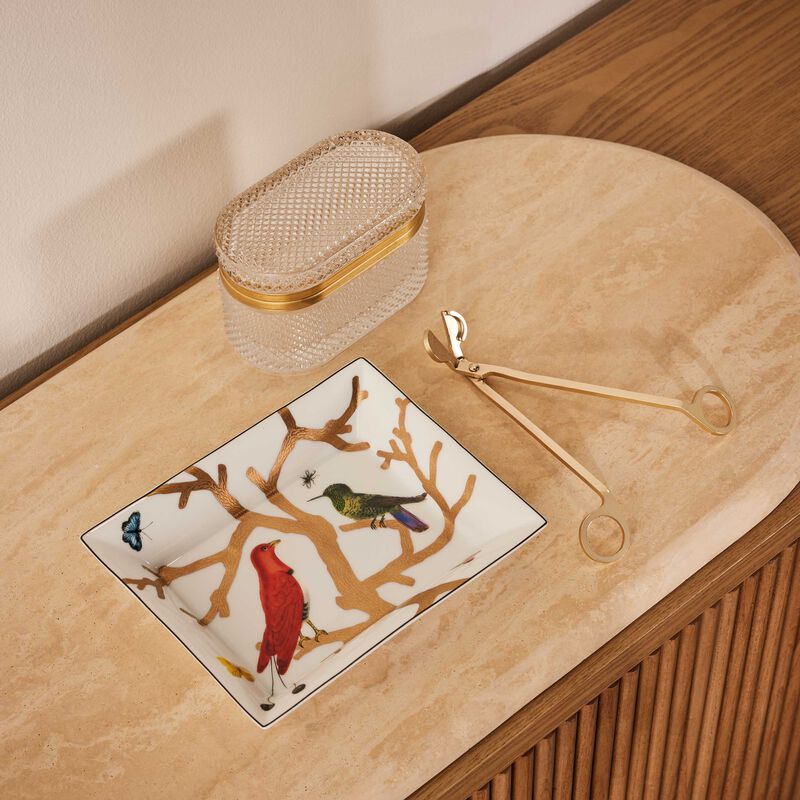bernardaud aux oiseaux ashtray rectangular gold