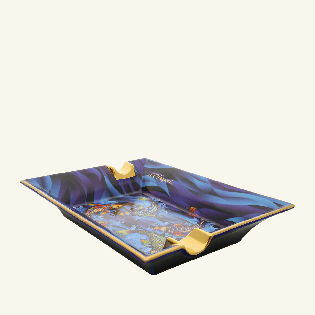 اس تي دوبون منفضة السيجار كوي فيش مستطيلة صغيرة زرقاء