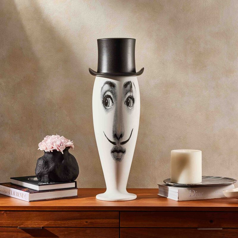 Smilzo Moustache Vase Medium White fornasetti smilzo moustache vase medium white