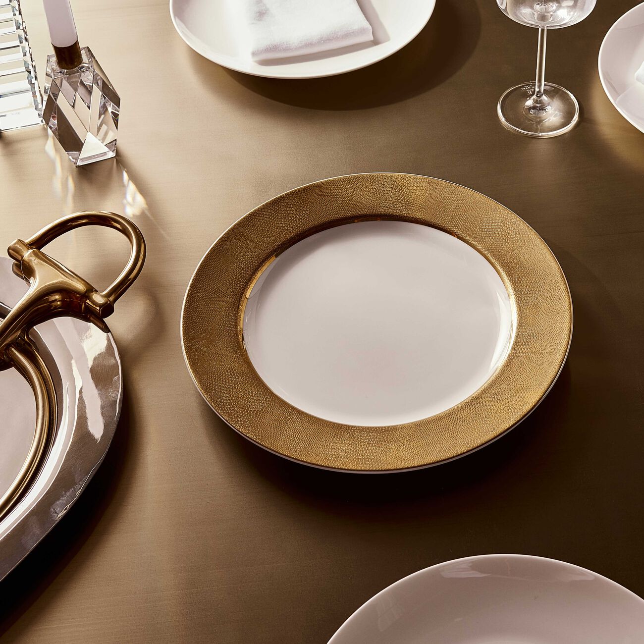 Sauvage Blanc Service Plate Round Gold 29cm bernardaud sauvage blanc service plate round gold 29cm