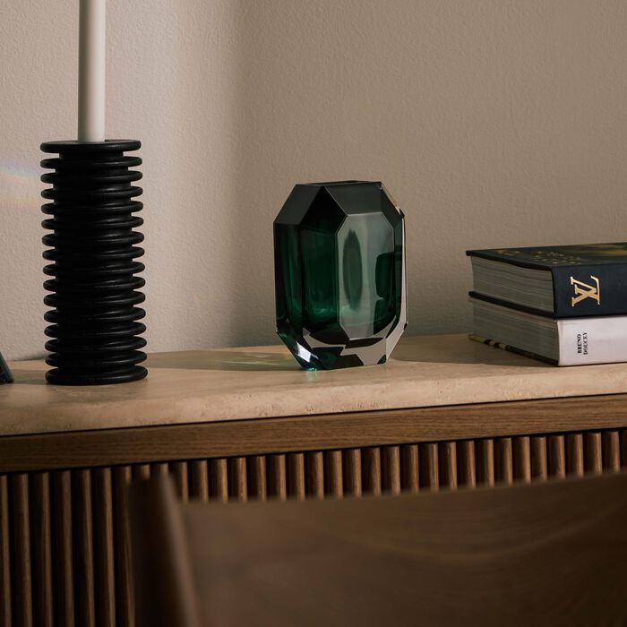 Octogone Bud Vase Small Green baccarat octogone bud vase small green
