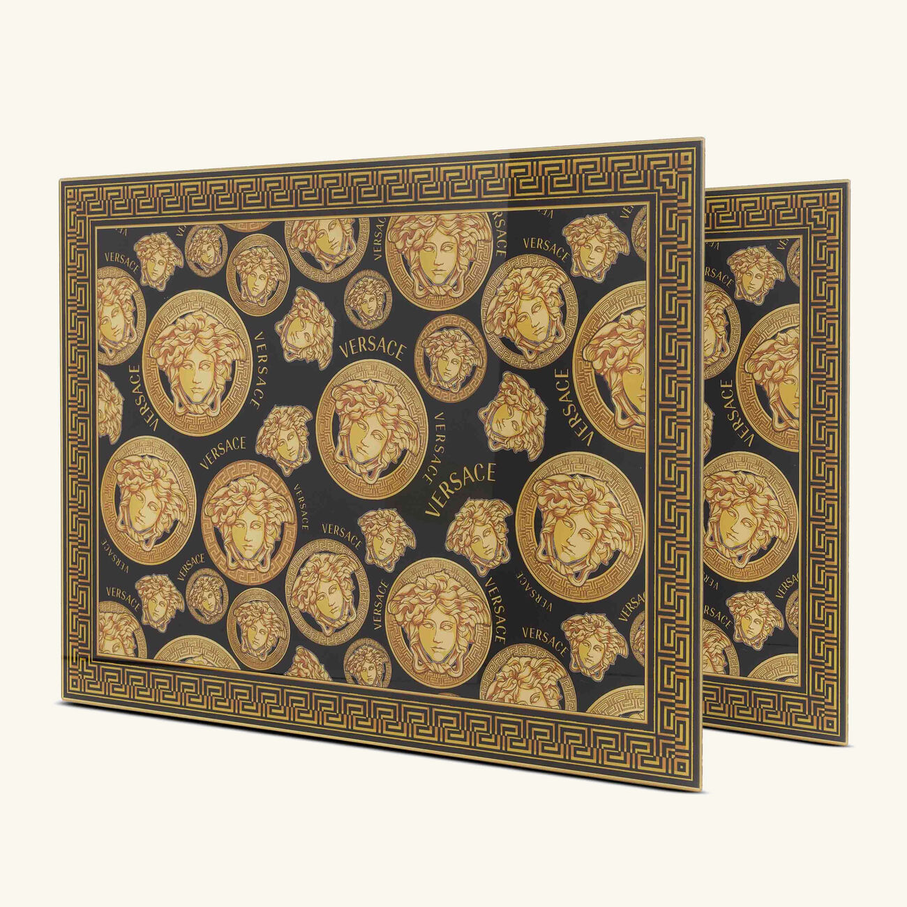 Medusa Amplified Placemat Black Set Of 2 versace medusa amplified placemat black set of 2