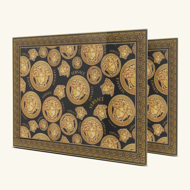 Medusa Amplified Placemat Black Set Of 2 versace medusa amplified placemat black set of 2
