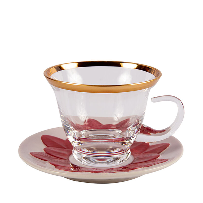 Peacock Ruby Cappuccino Cup & Saucer, large