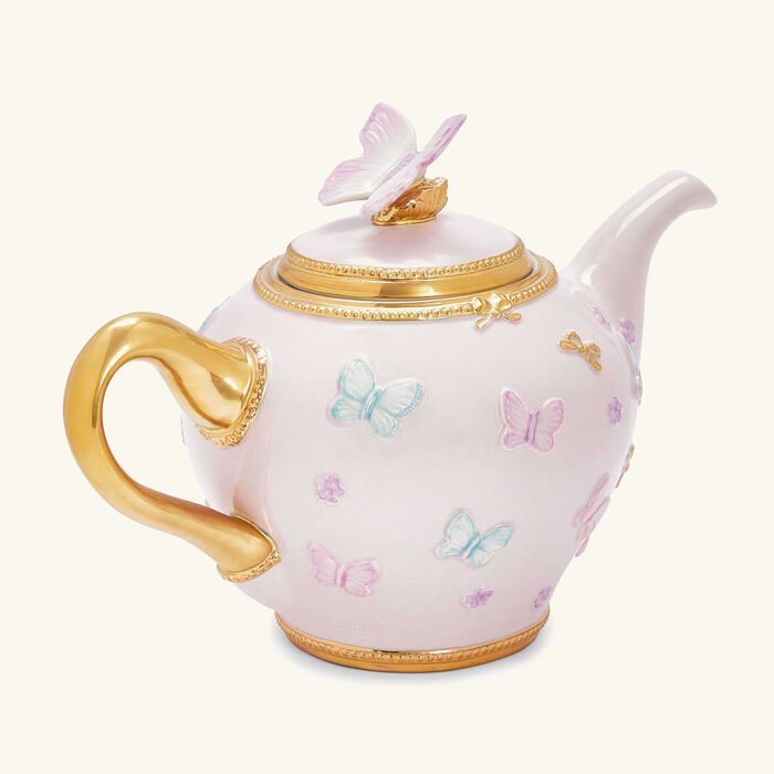 villari butterfly tea pot pink