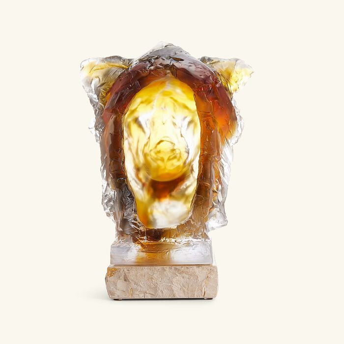 daum lion head sculpture large brown