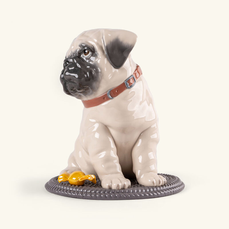 lladro puppie pug sculpture medium white