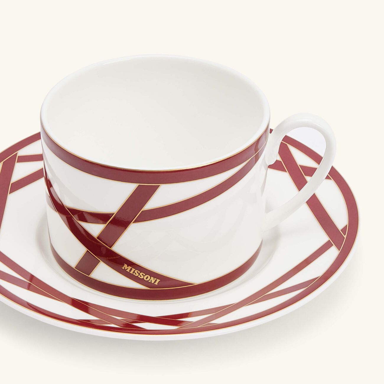 ميسوني هوم طقم ناستري المؤلف من فنجانين للشاي مع صحنيهما بلون أحمر