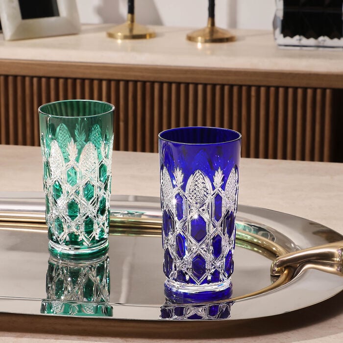 baccarat tsar highball drinking glass blue