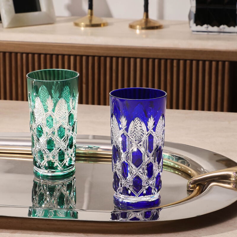 baccarat tsar highball drinking glass blue