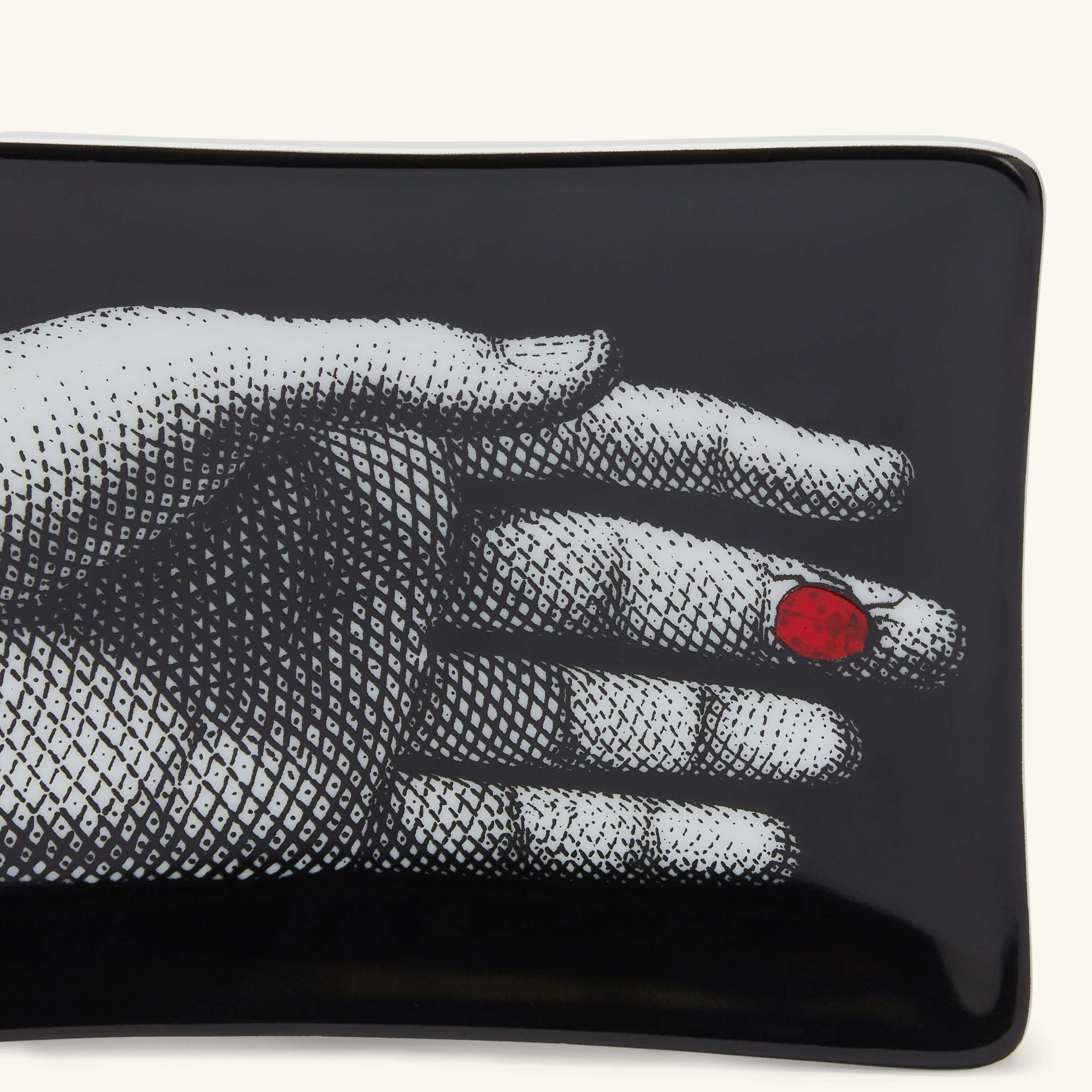 Fornasetti Mano Con Coccinella Ashtray Rectangular Black | Tanagra UAE