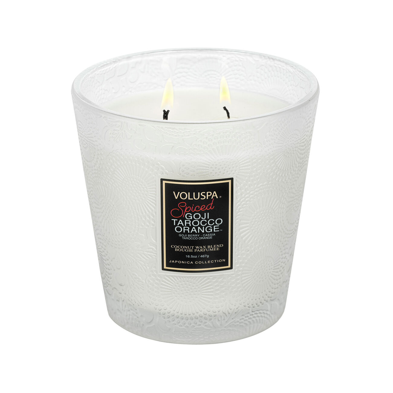 voluspa spiced goji tarocco orange 2 wick hearth candle