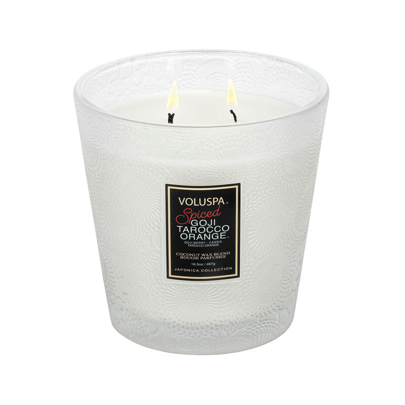voluspa spiced goji tarocco orange 2 wick hearth candle