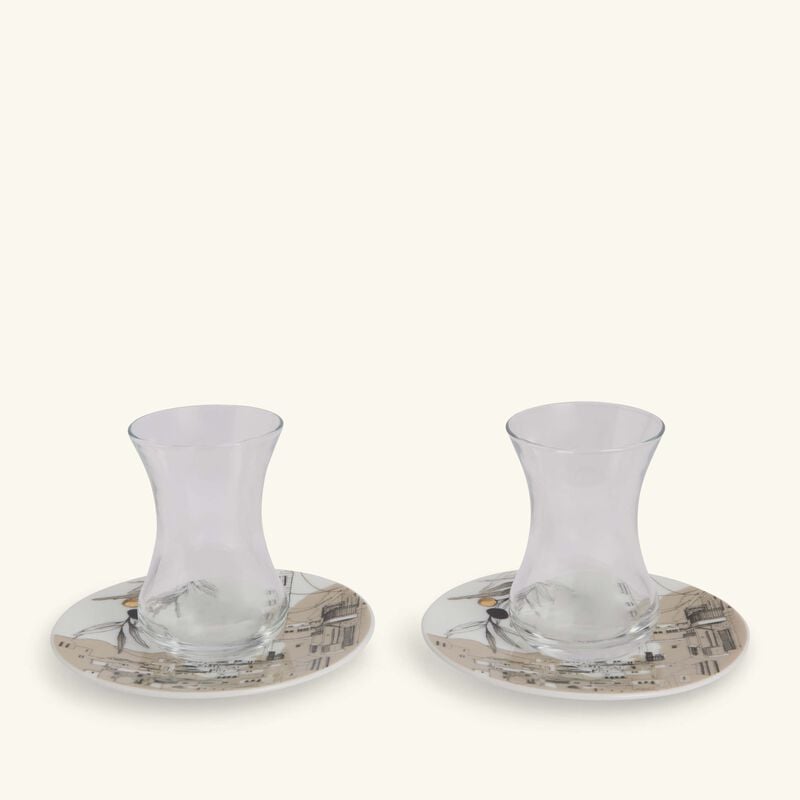 Naseem Tea Cup & Saucer Clear Set Of 2 silsal naseem tea cup saucer clear set of 2
