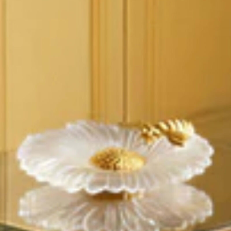 daum or d abeille flower figurine small white