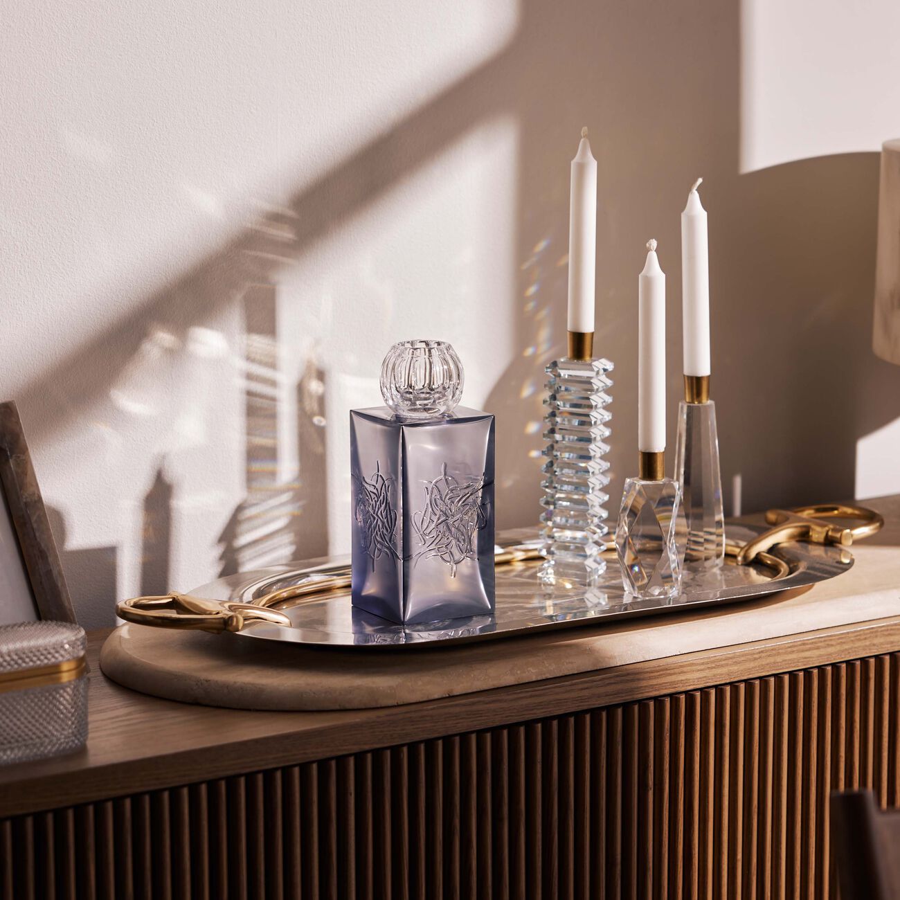 ماريو تشيوني مزهرية وحامل شموع لوف سموك بلون شفاف