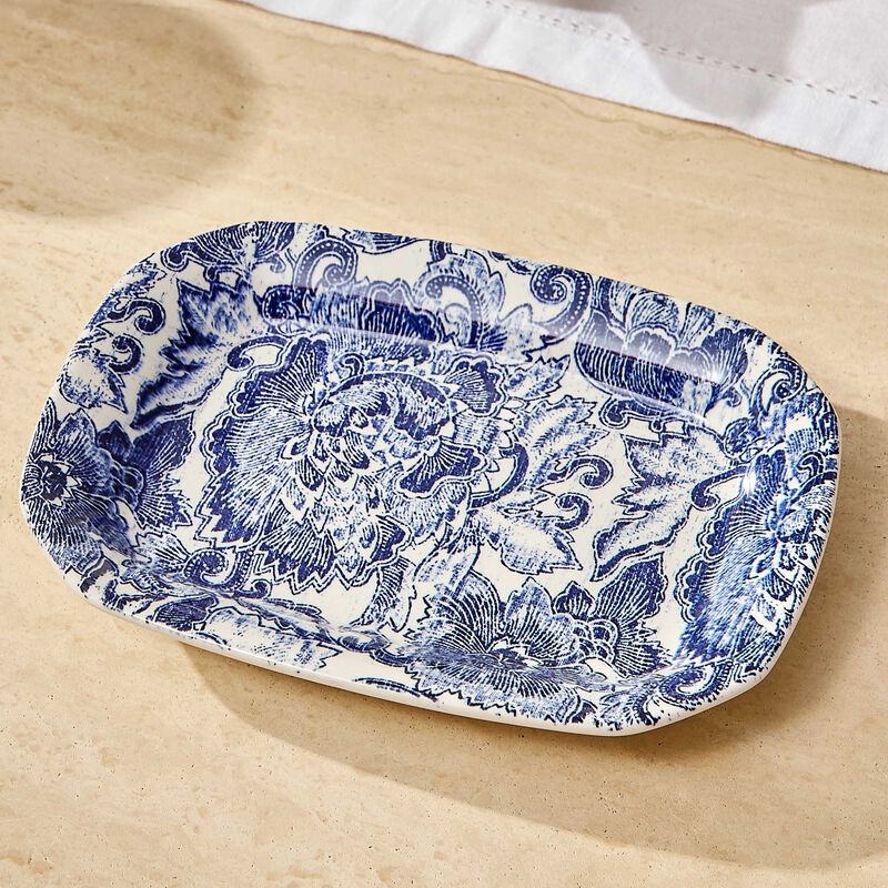 Faded Peony Trinket Tray Oval Small Blue ralph lauren home faded peony trinket tray oval small blue