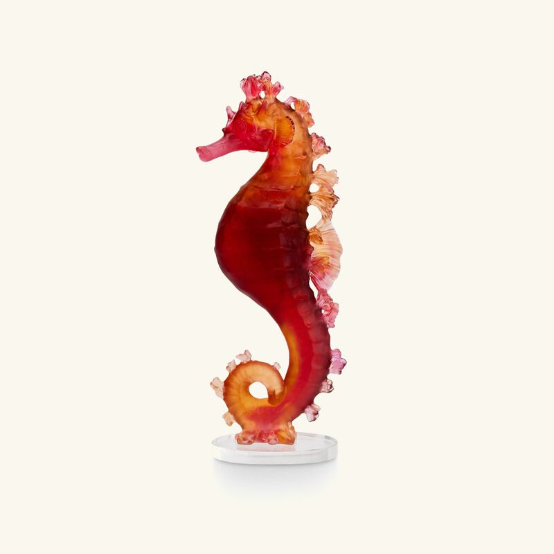 daum mer de corail seahorse figurine mini red
