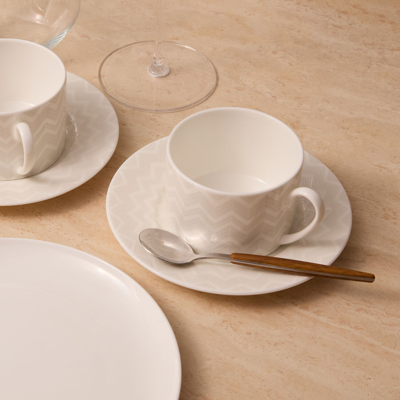 missoni home zig zag tea cup   saucer white set of 2