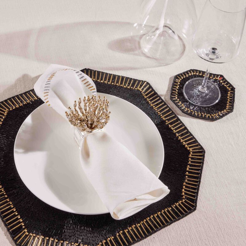 حلقة مناديل المائدة مزينة بالخرز باللون الفضي كيم سيبيرت حلقة مناديل المائدة مزينة بالخرز باللون الفضي