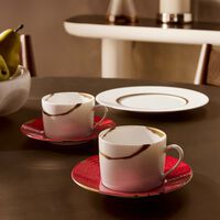 Kintsugi Rouge Teacups And Saucers - Set Of 2 bernardaud kintsugi rouge teacups and saucers set of 2