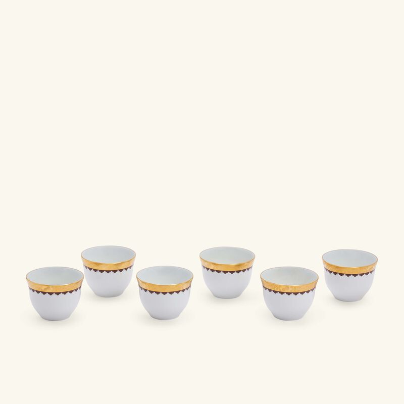 هافيلاند طقم كافالييه رويال المؤلف من 6 فناجين للقهوة العربية بنقوش ذهبية